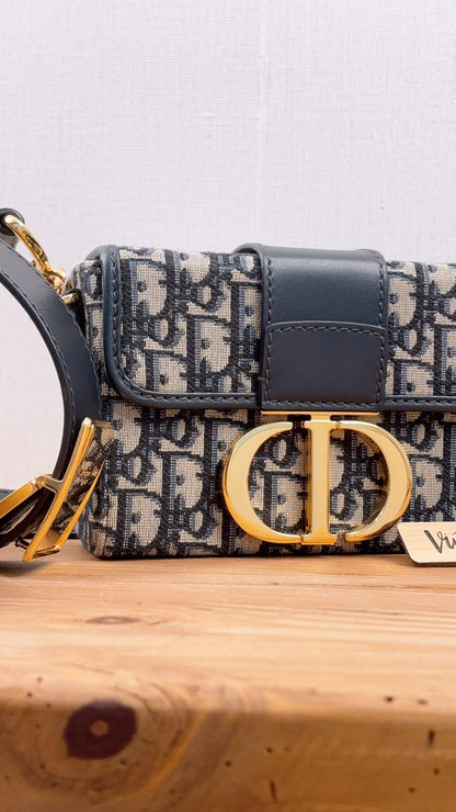 Dior Navy Oblique 30 Montaigne Box (GHW)