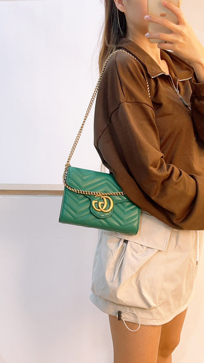 Gucci Green Marmont WOC (GHW)