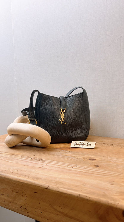 YSL Black Calfskin Baby Le 5 A 7 Hobo (GHW)