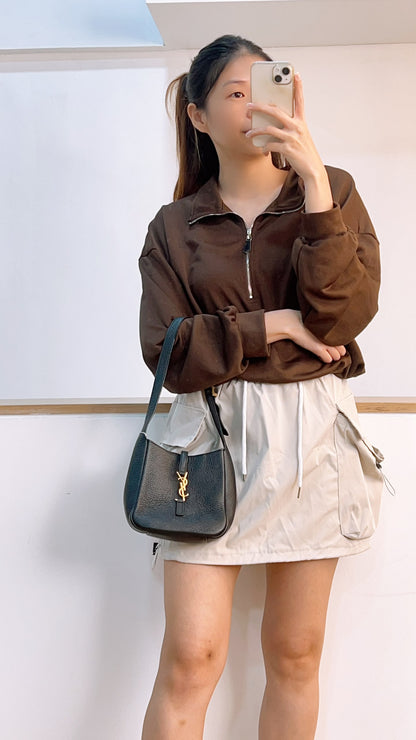 YSL Black Calfskin Baby Le 5 A 7 Hobo (GHW)