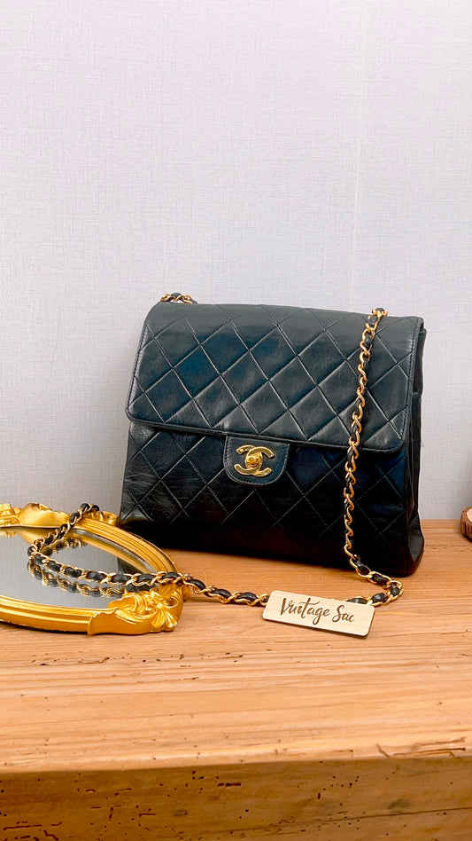 Chanel Black Lambskin Vintage Accordian Flap (GHW)