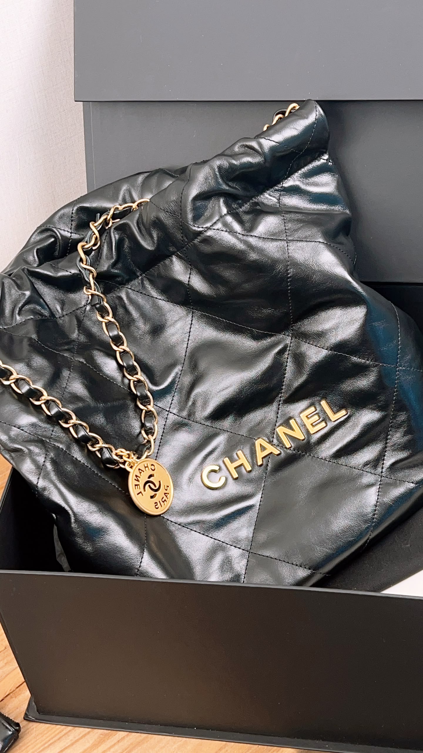 Chanel Black Calfskin Small 22 (GHW)