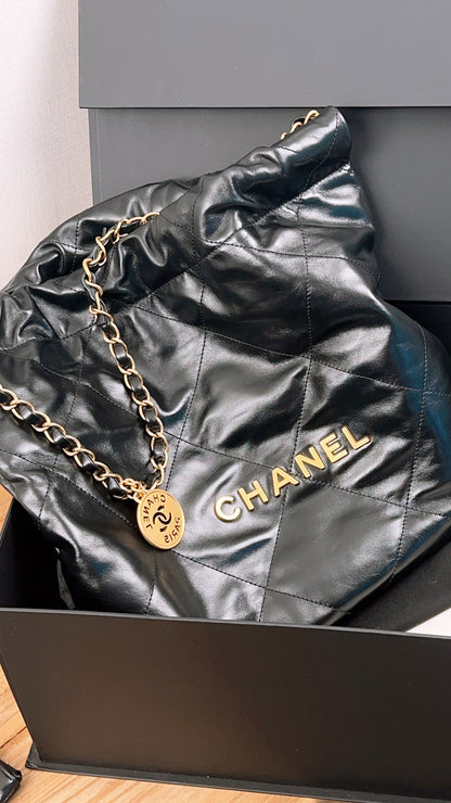 Chanel Black Calfskin Small 22 (GHW)