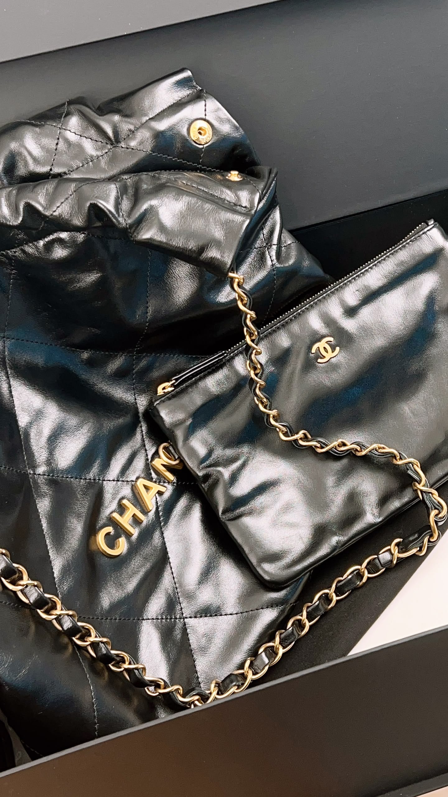 Chanel Black Calfskin Small 22 (GHW)