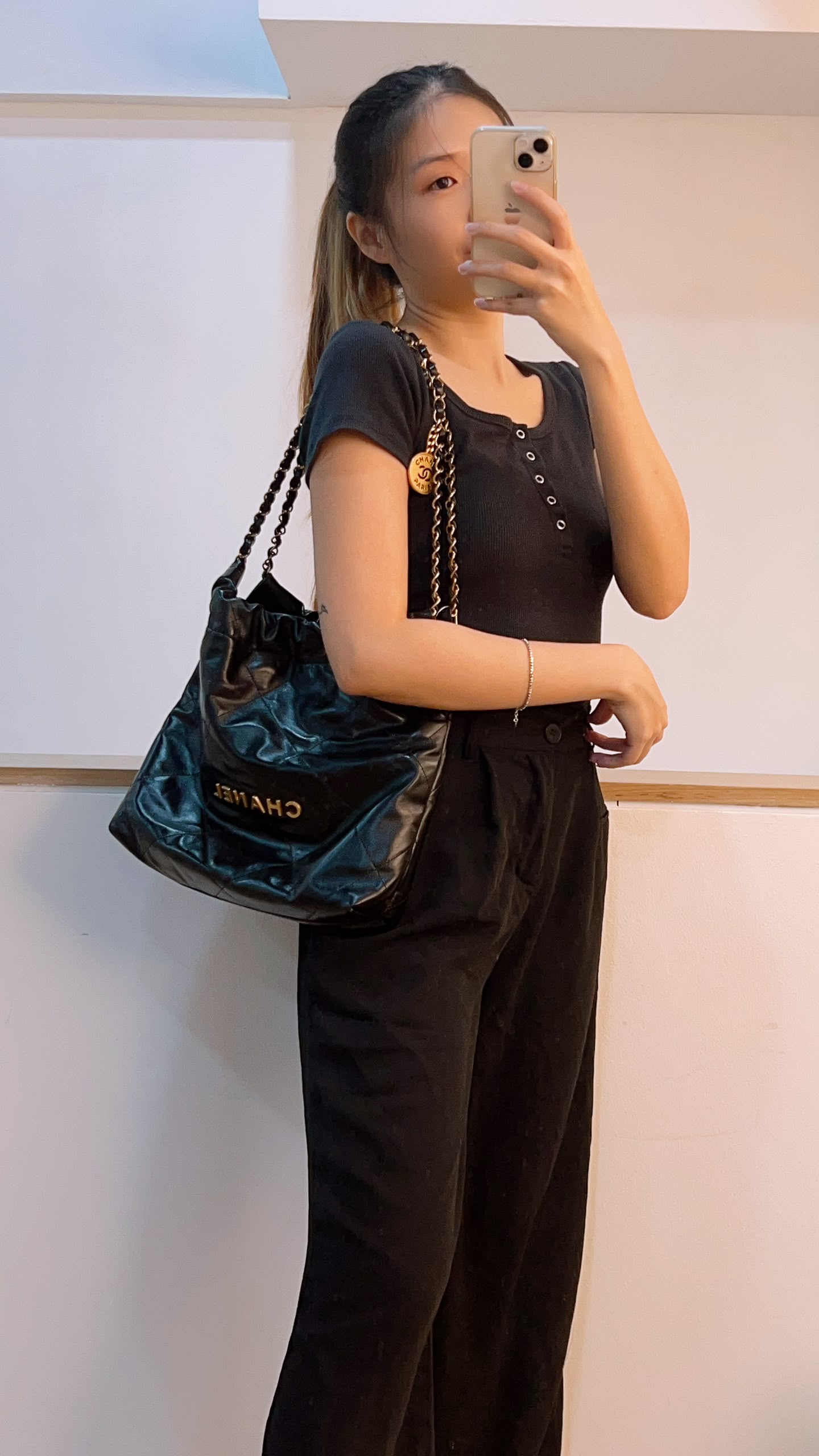 Chanel Black Calfskin Small 22 (GHW)