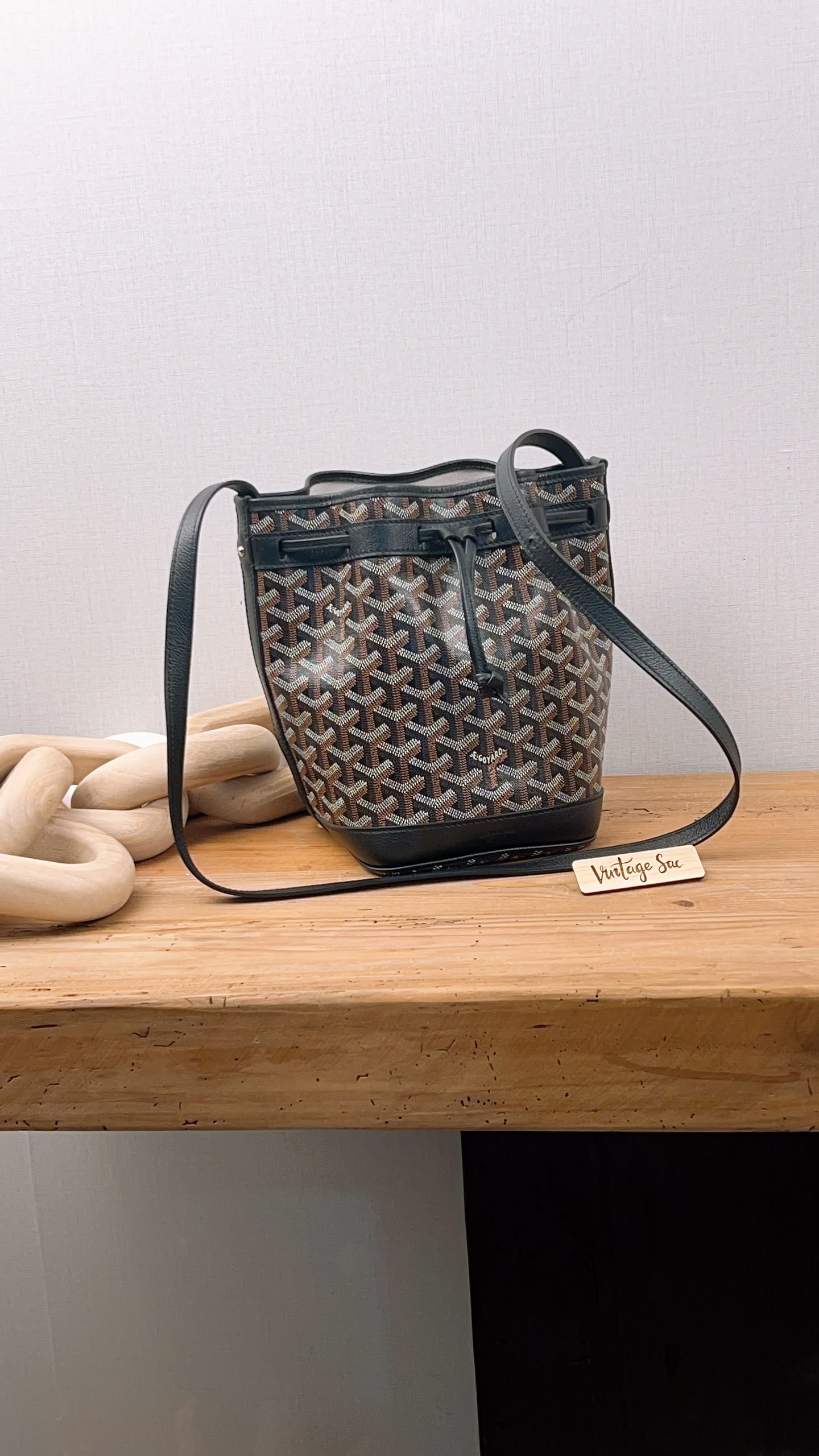 Goyard Black Goyardine Petit Flot Bucket Bag