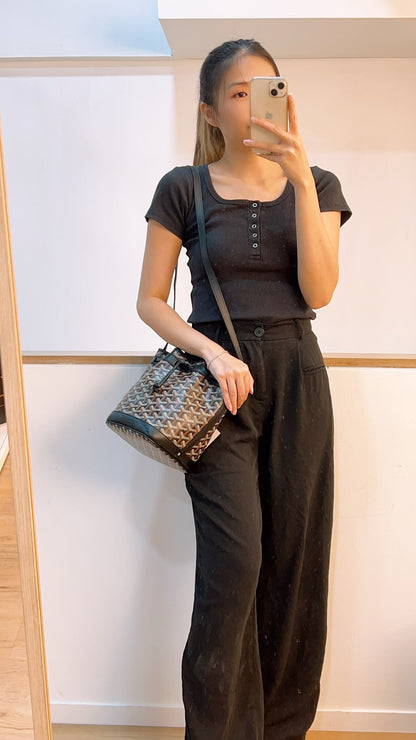 Goyard Black Goyardine Petit Flot Bucket Bag