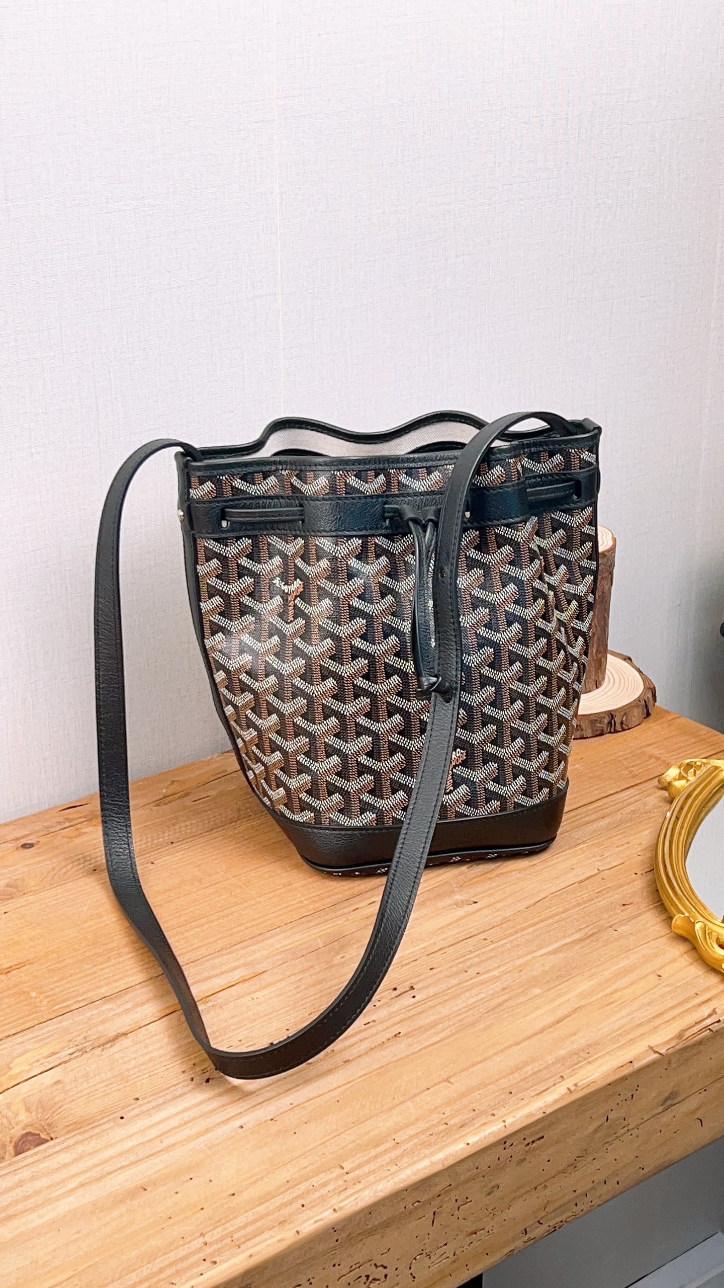 Goyard Black Goyardine Petit Flot Bucket Bag
