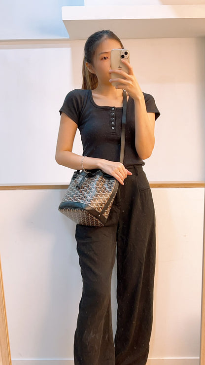 Goyard Black Goyardine Petit Flot Bucket Bag