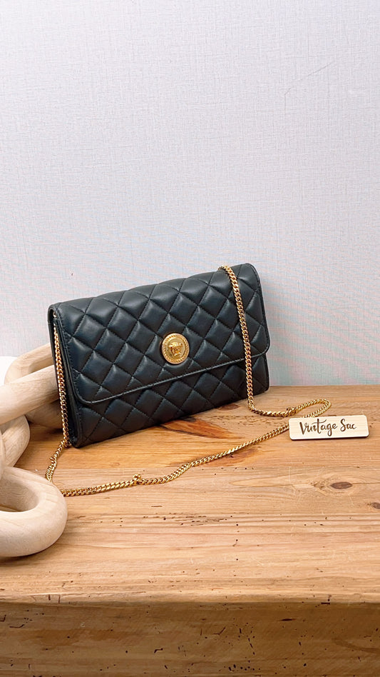 Versace Black Lambskin Quilted Medusa WOC (GHW)