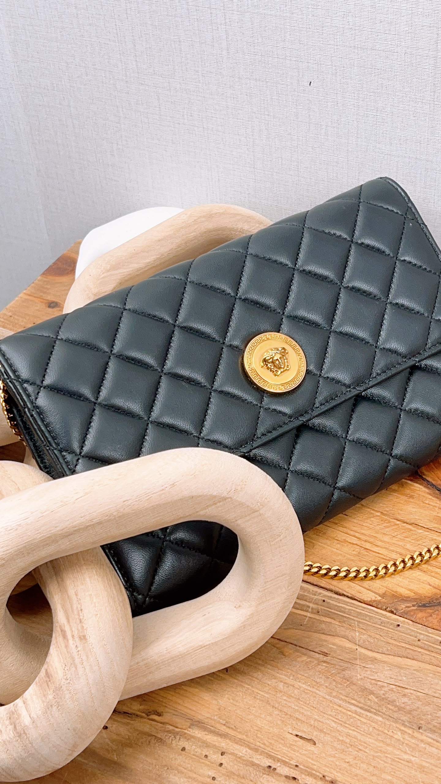 Versace Black Lambskin Quilted Medusa WOC (GHW)