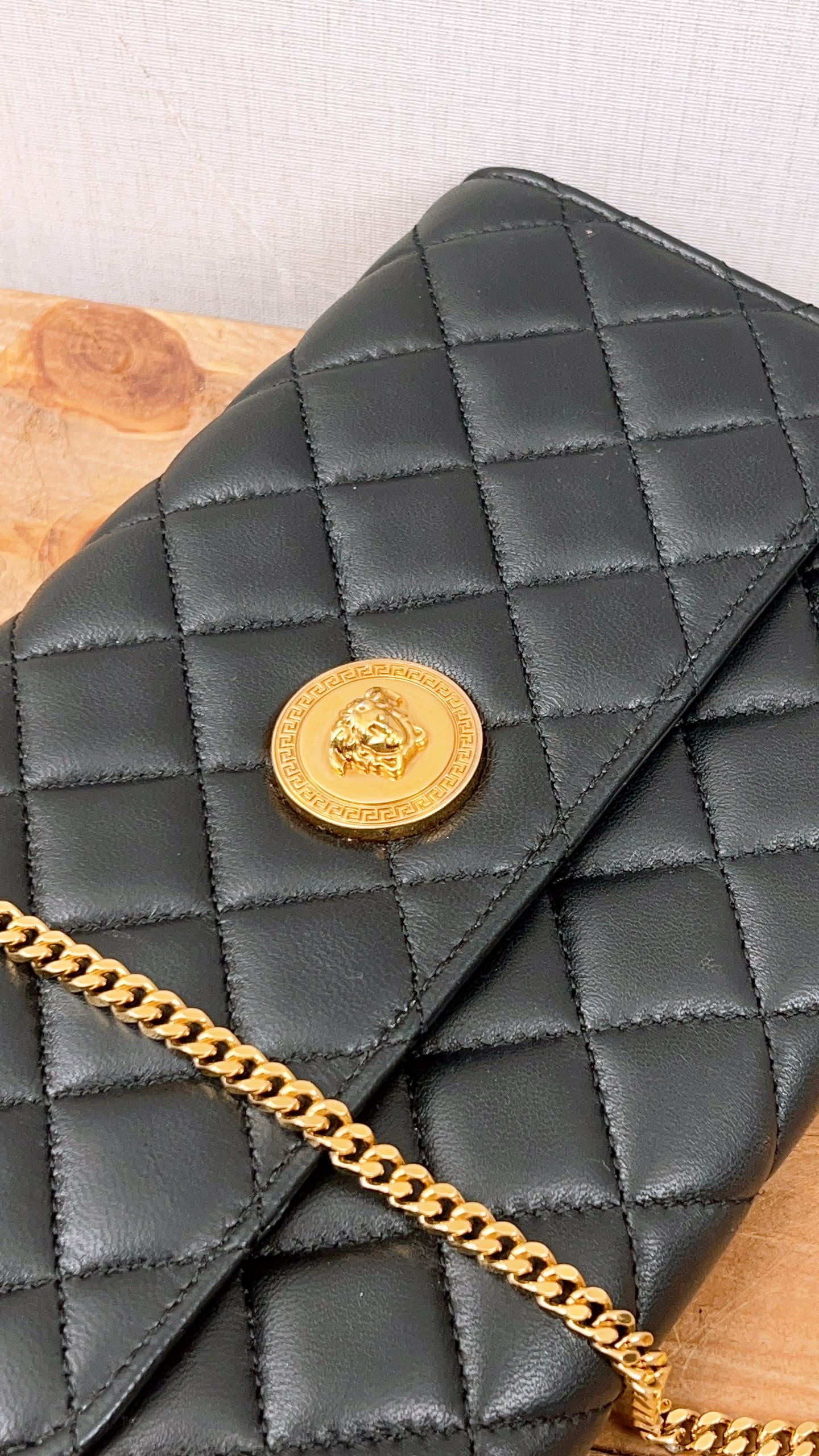 Versace Black Lambskin Quilted Medusa WOC (GHW)