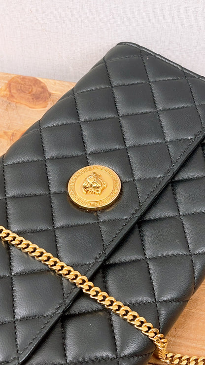 Versace Black Lambskin Quilted Medusa WOC (GHW)