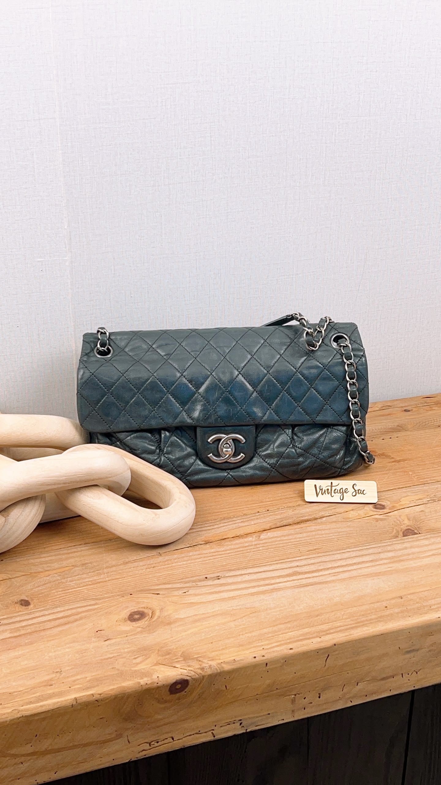 Chanel Black Iridescent Calfskin Coco Pleats Dlap (RHW)