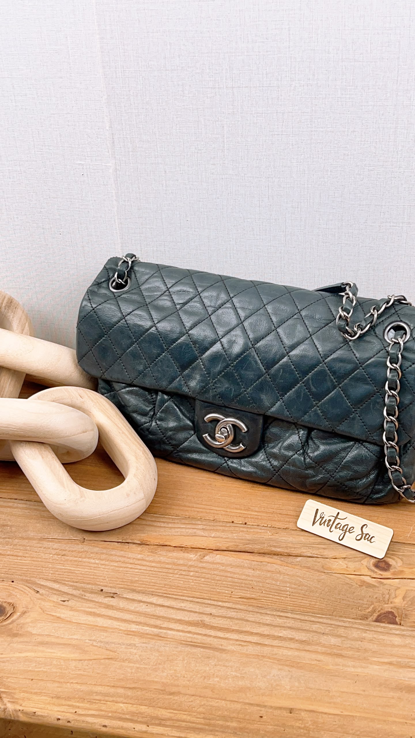 Chanel Black Iridescent Calfskin Coco Pleats Dlap (RHW)