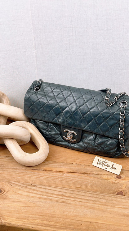 Chanel Black Iridescent Calfskin Coco Pleats Dlap (RHW)