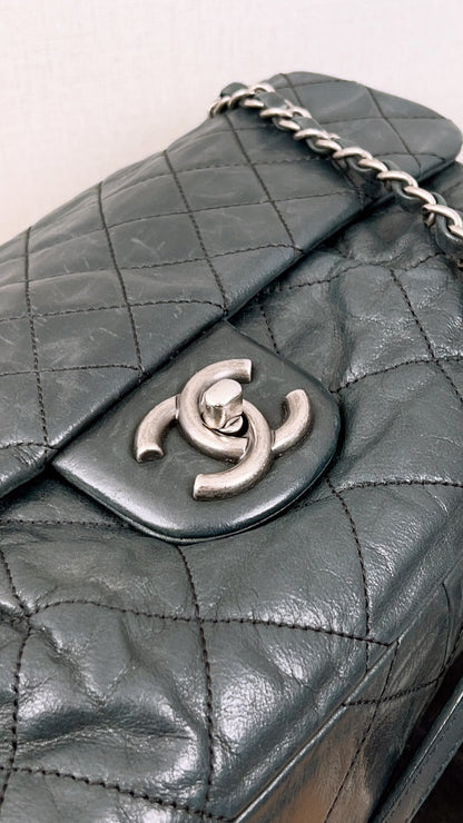 Chanel Black Iridescent Calfskin Coco Pleats Dlap (RHW)
