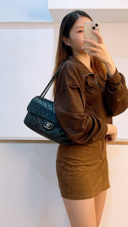 Chanel Black Iridescent Calfskin Coco Pleats Dlap (RHW)