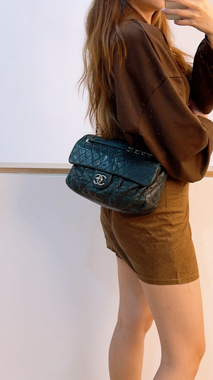 Chanel Black Iridescent Calfskin Coco Pleats Dlap (RHW)