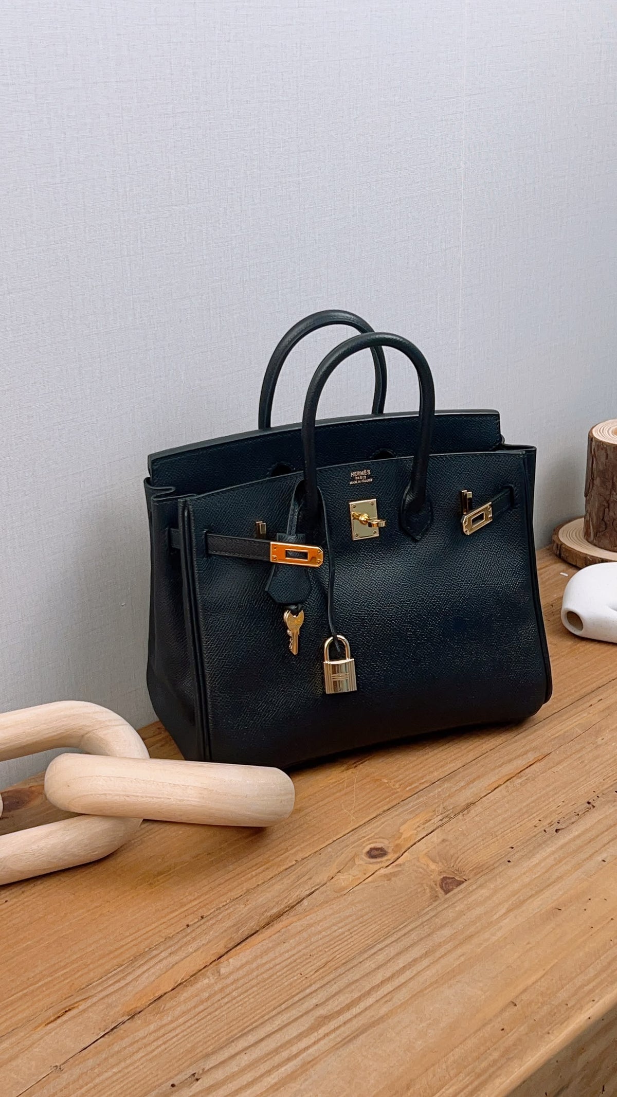 Hermes Black Epsom Birkin 25 (GHW)