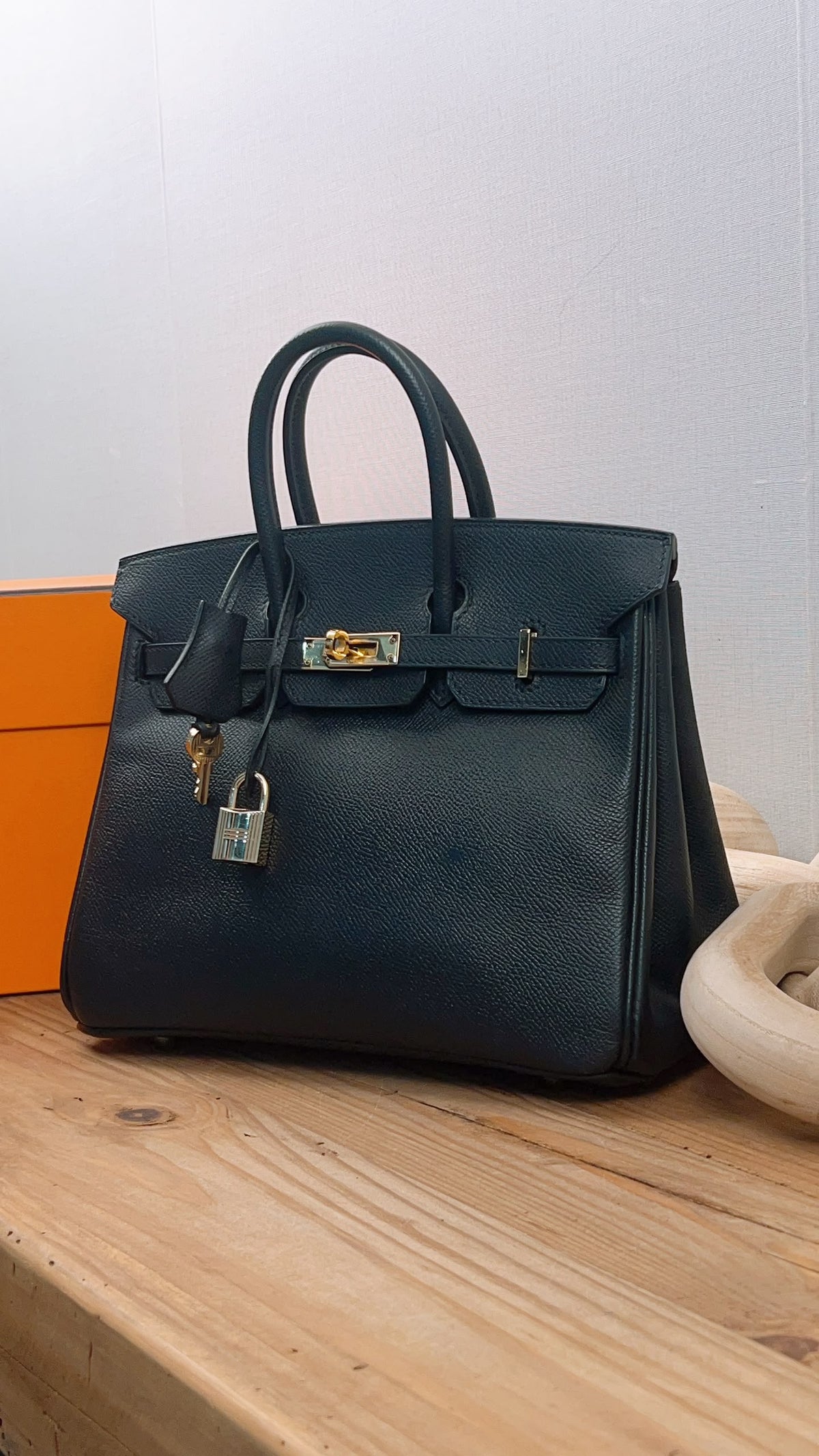 Hermes Black Epsom Birkin 25 (GHW)