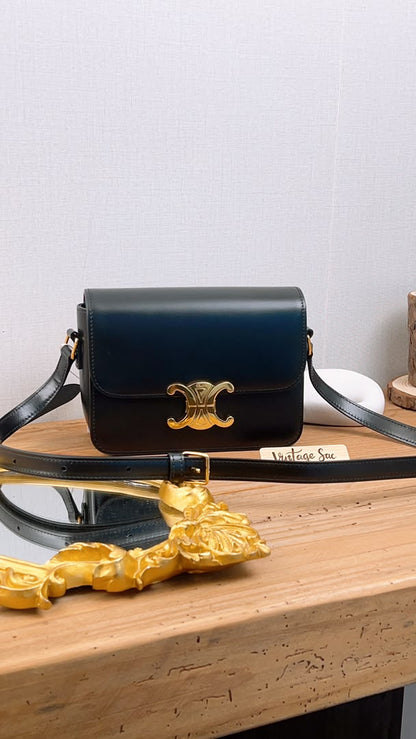 Celine Black Calfskin Teen Triomphe (GHW)