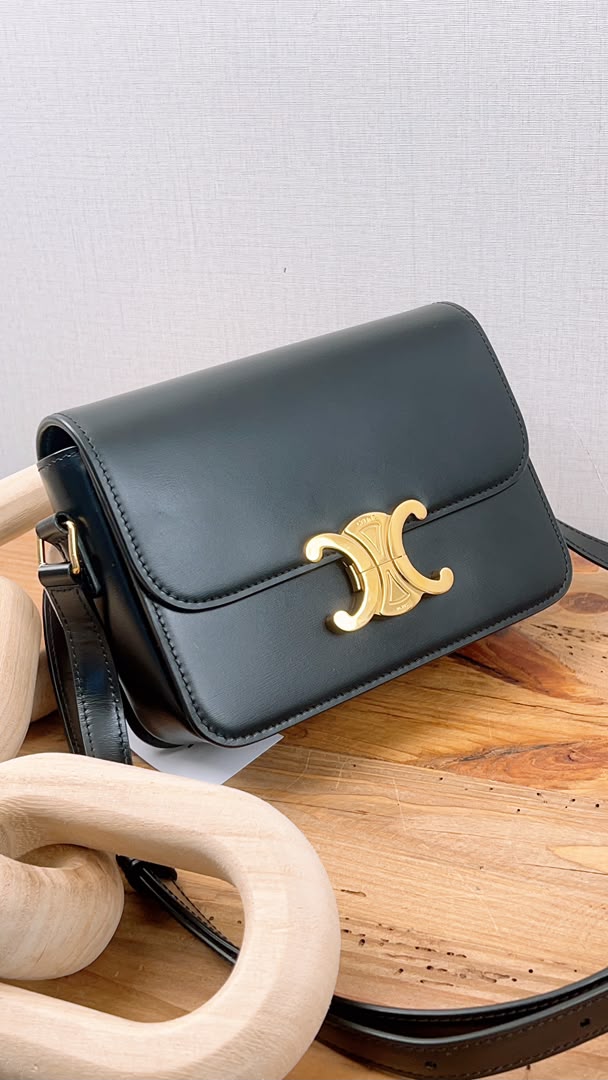 Celine Black Calfskin Teen Triomphe (GHW)