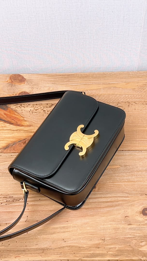 Celine Black Calfskin Teen Triomphe (GHW)