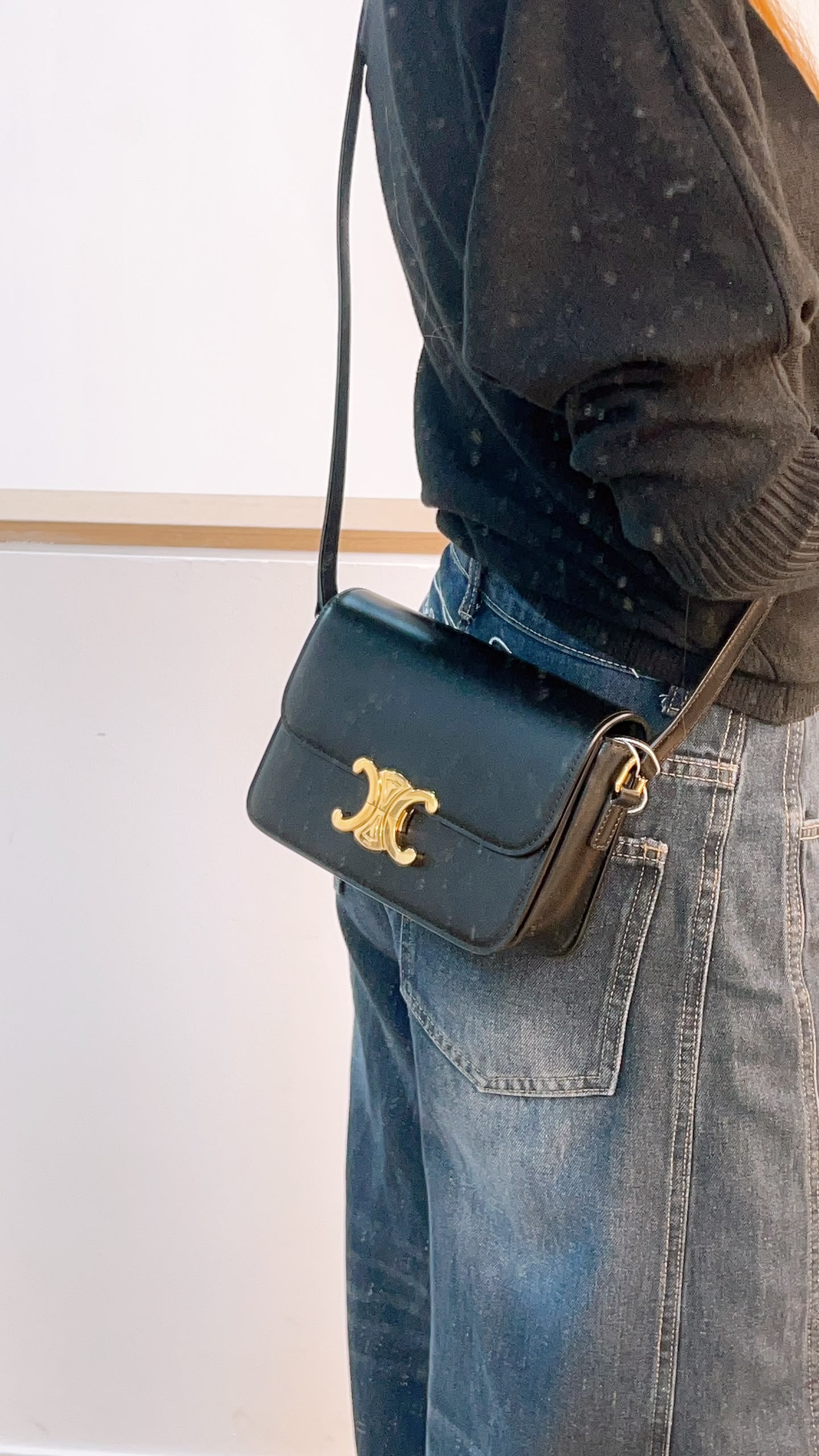 Celine Black Calfskin Teen Triomphe (GHW)