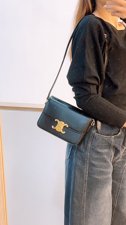 Celine Black Calfskin Teen Triomphe (GHW)