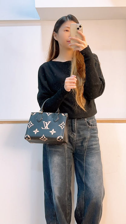 LV Black Monogram Empreinte On The Go PM