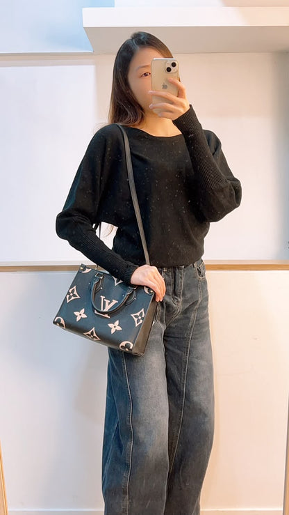 LV Black Monogram Empreinte On The Go PM