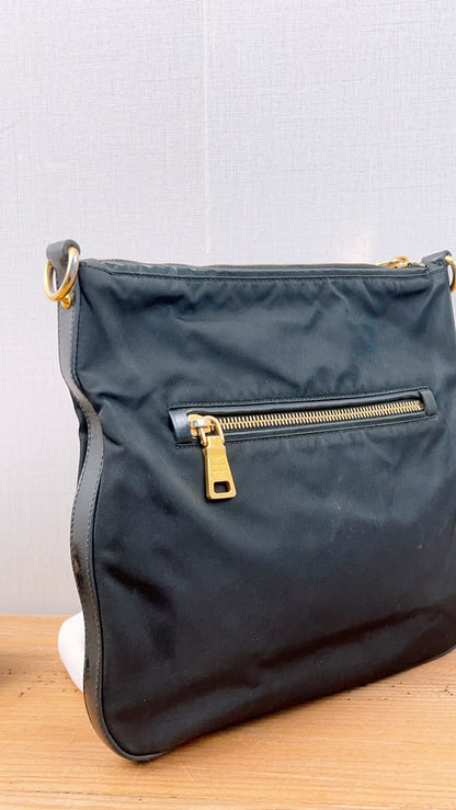 Prada Black Nylon Tessuto Messenger Bag