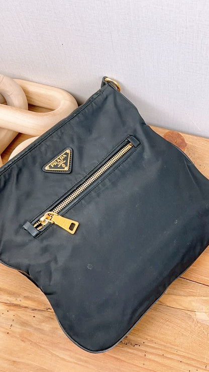 Prada Black Nylon Tessuto Messenger Bag