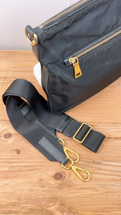 Prada Black Nylon Tessuto Messenger Bag