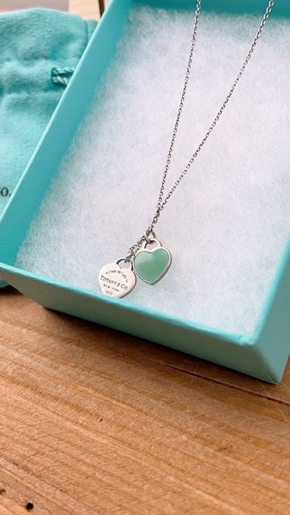 Tiffany & Co Silver Double Heart Necklace