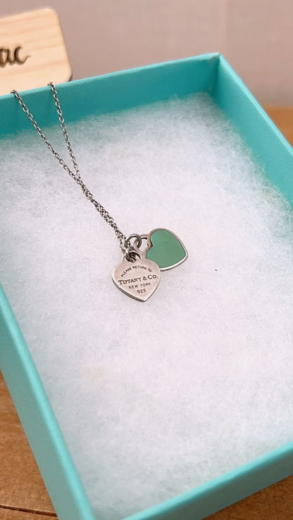 Tiffany & Co Silver Double Heart Necklace