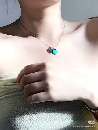 Tiffany & Co Silver Double Heart Necklace