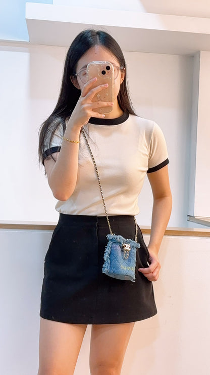 Chanel Denim Quilted Mood Mini Bucket Bag (LGHW)