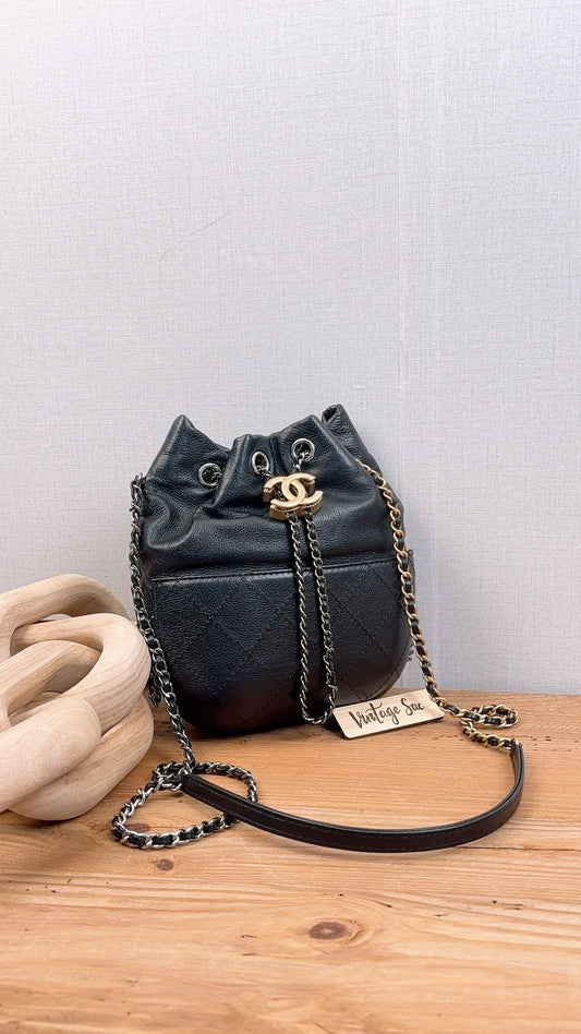 Chanel Black Calfskin Small Gabrielle Bucket Bag