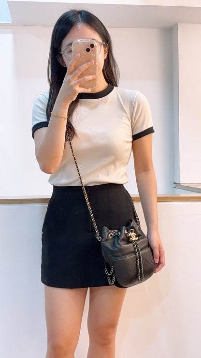 Chanel Black Calfskin Small Gabrielle Bucket Bag