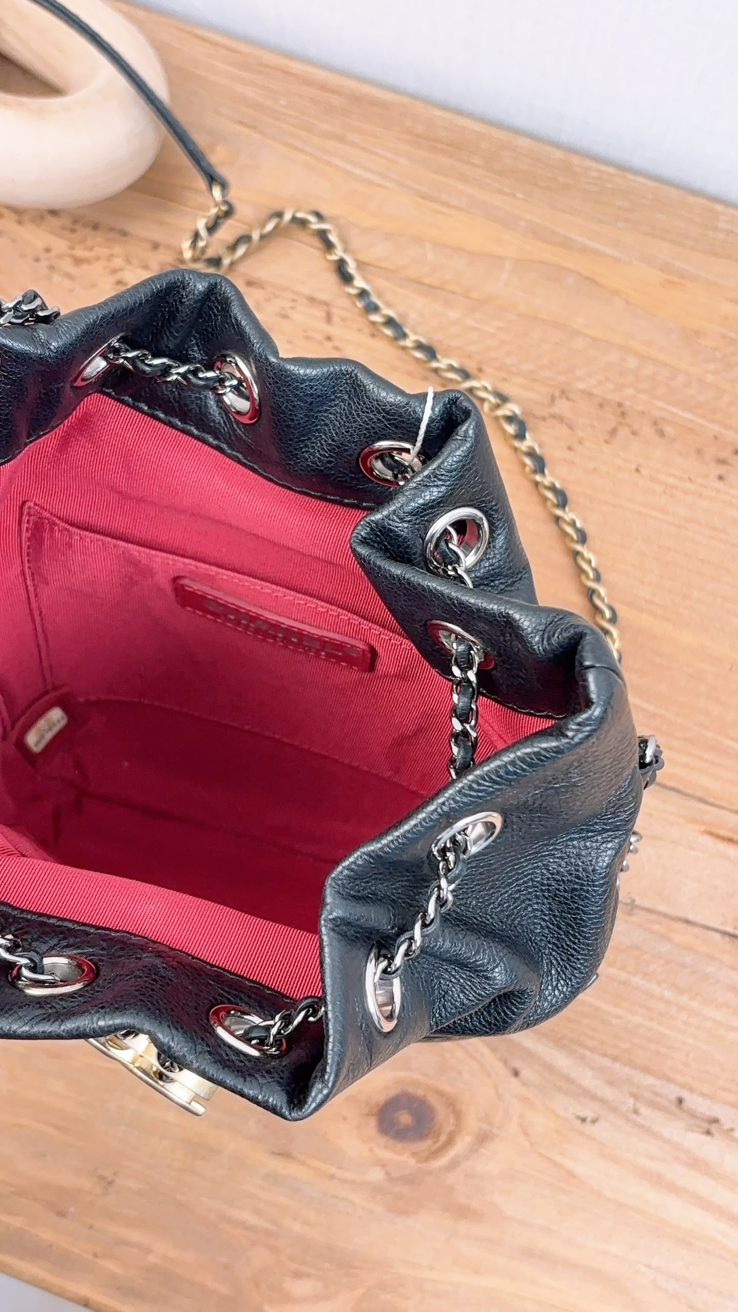 Chanel Black Calfskin Small Gabrielle Bucket Bag