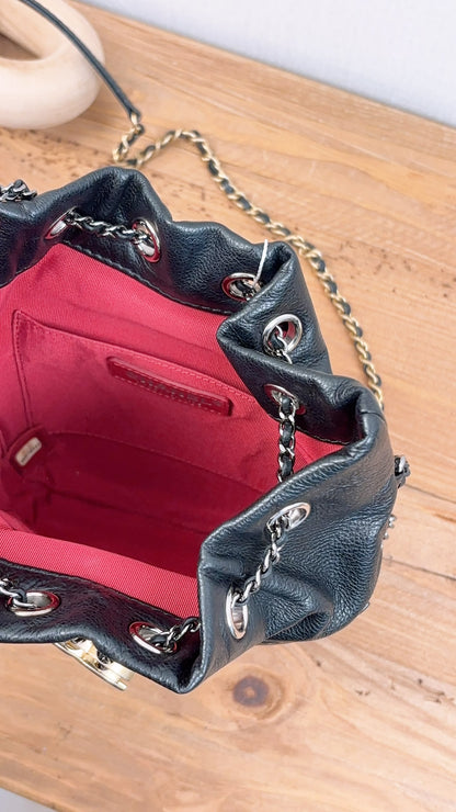 Chanel Black Calfskin Small Gabrielle Bucket Bag