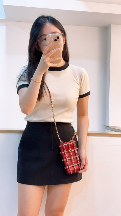 Chanel Red Lambskin Tech Me Out Phone Holder with Chain (LGHW)