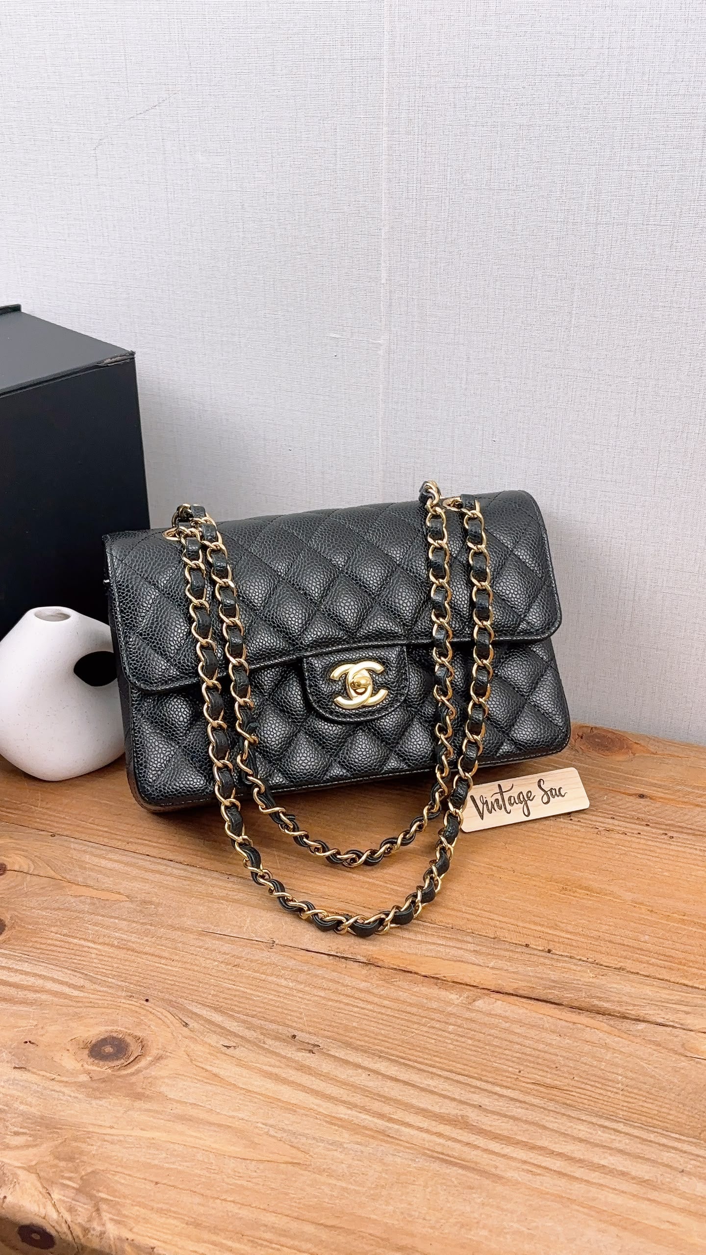 Chanel Black Caviar Small CF (GHW)