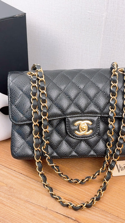 Chanel Black Caviar Small CF (GHW)