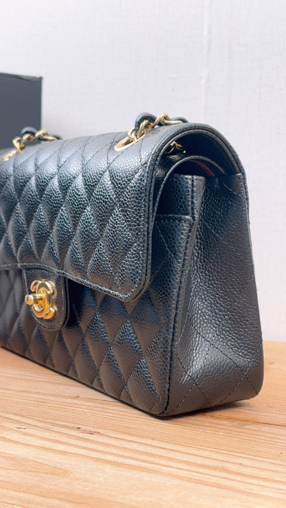 Chanel Black Caviar Small CF (GHW)