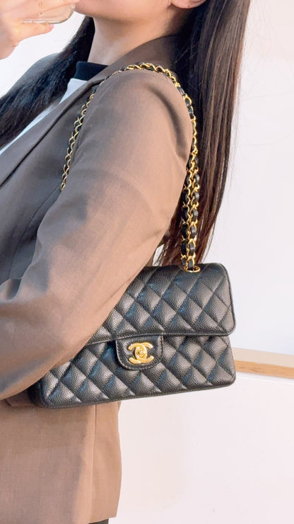 Chanel Black Caviar Small CF (GHW)