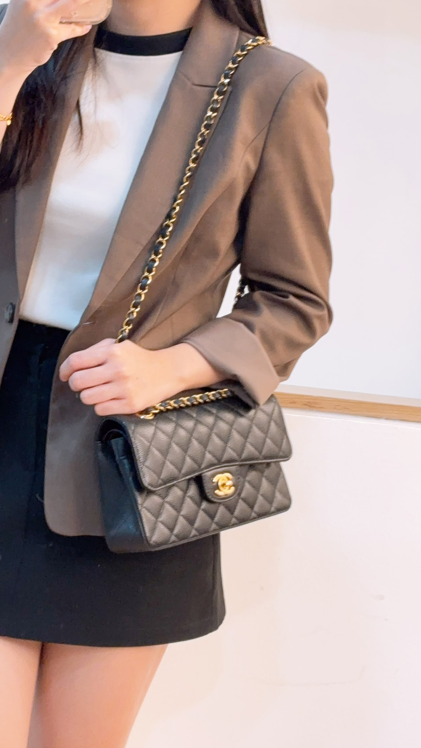 Chanel Black Caviar Small CF (GHW)