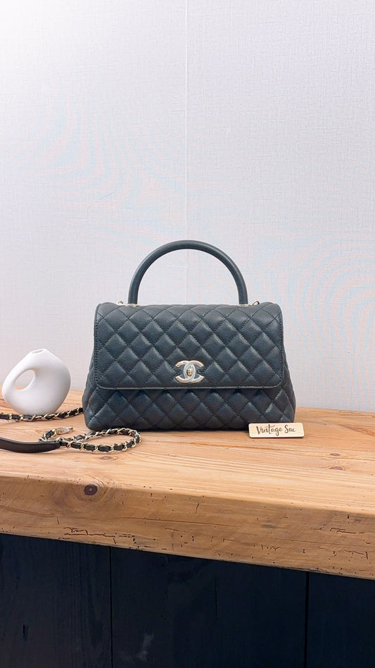 Chanel Black Caviar Medium Coco Handle (LGHW)